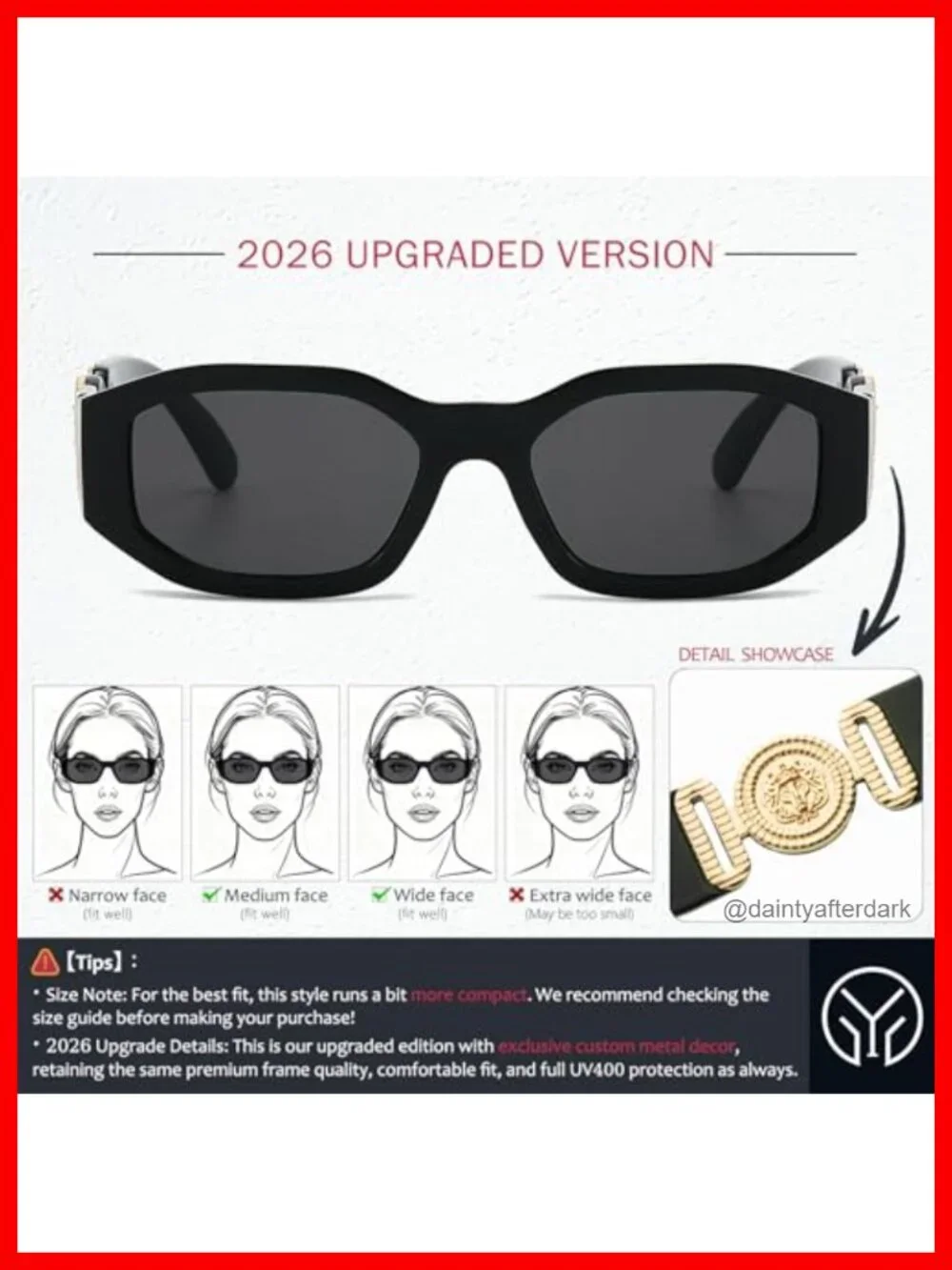 Retro Rectangle Sunglasses 90s Vintage Square UV400 Protection